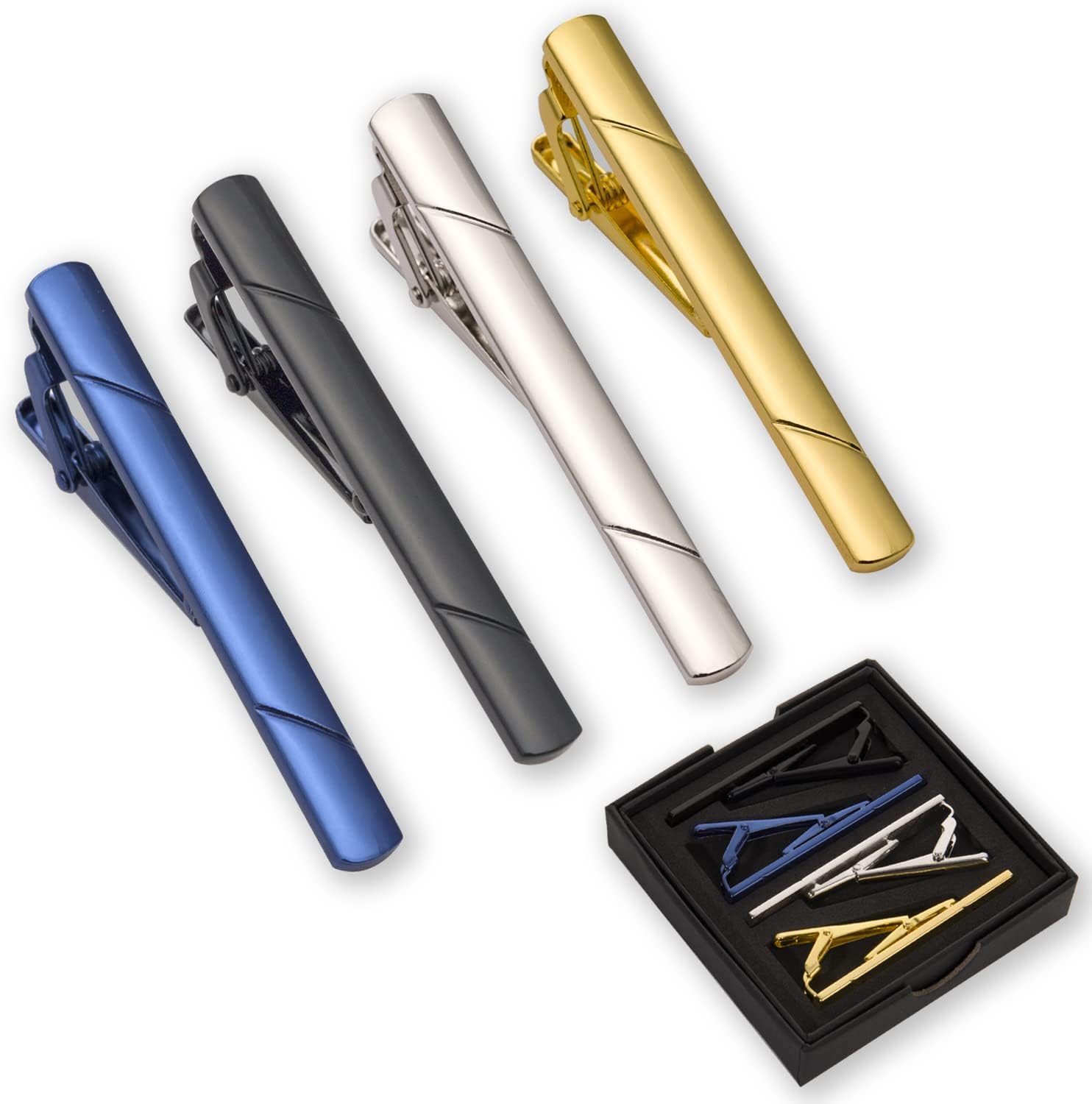 4Pcs Tie Clips for Men with Gi - Tie Clip Silver reseña y precio