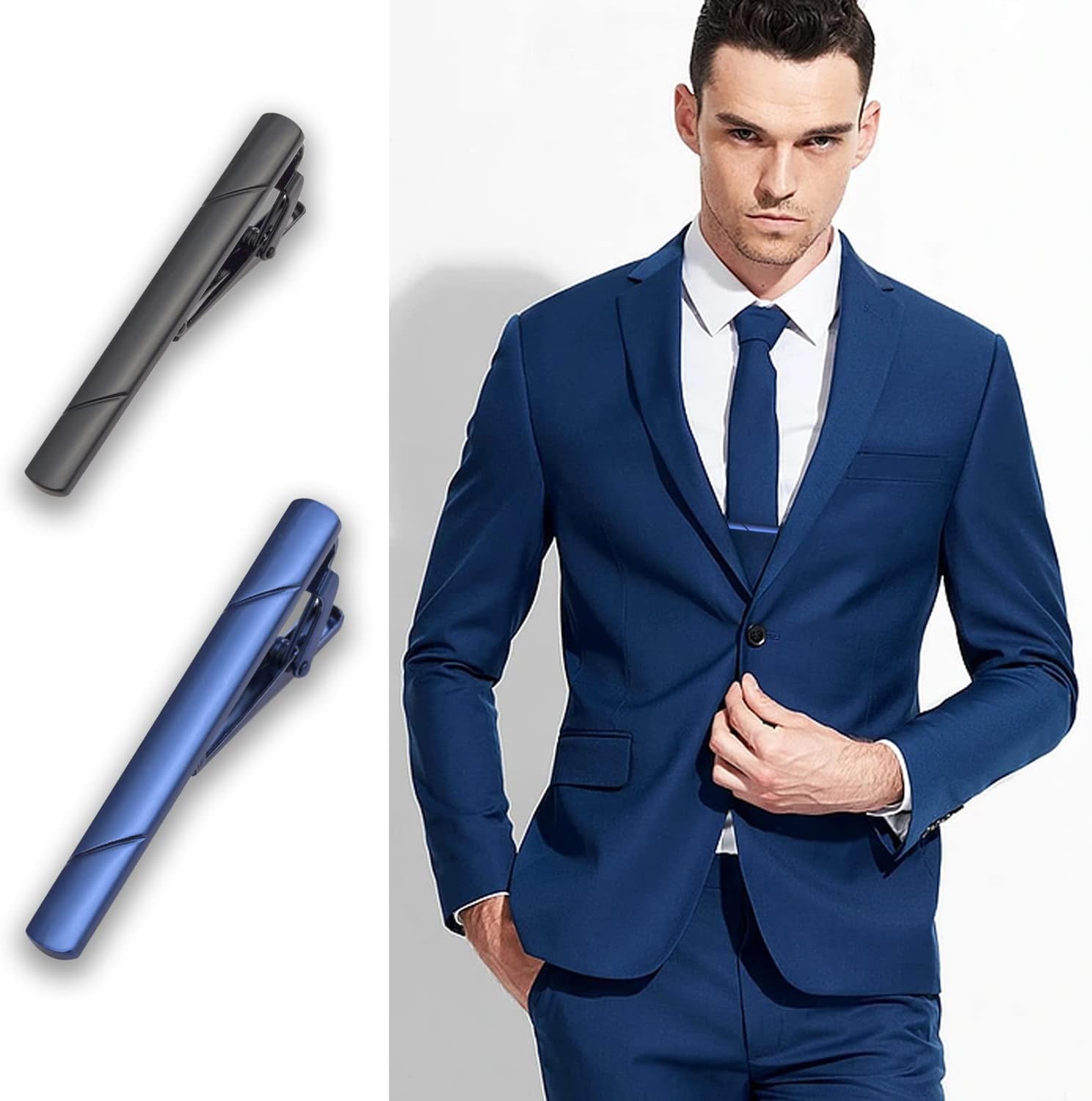 4Pcs Tie Clips for Men with Gi - Tie Clip Silver reseña y precio