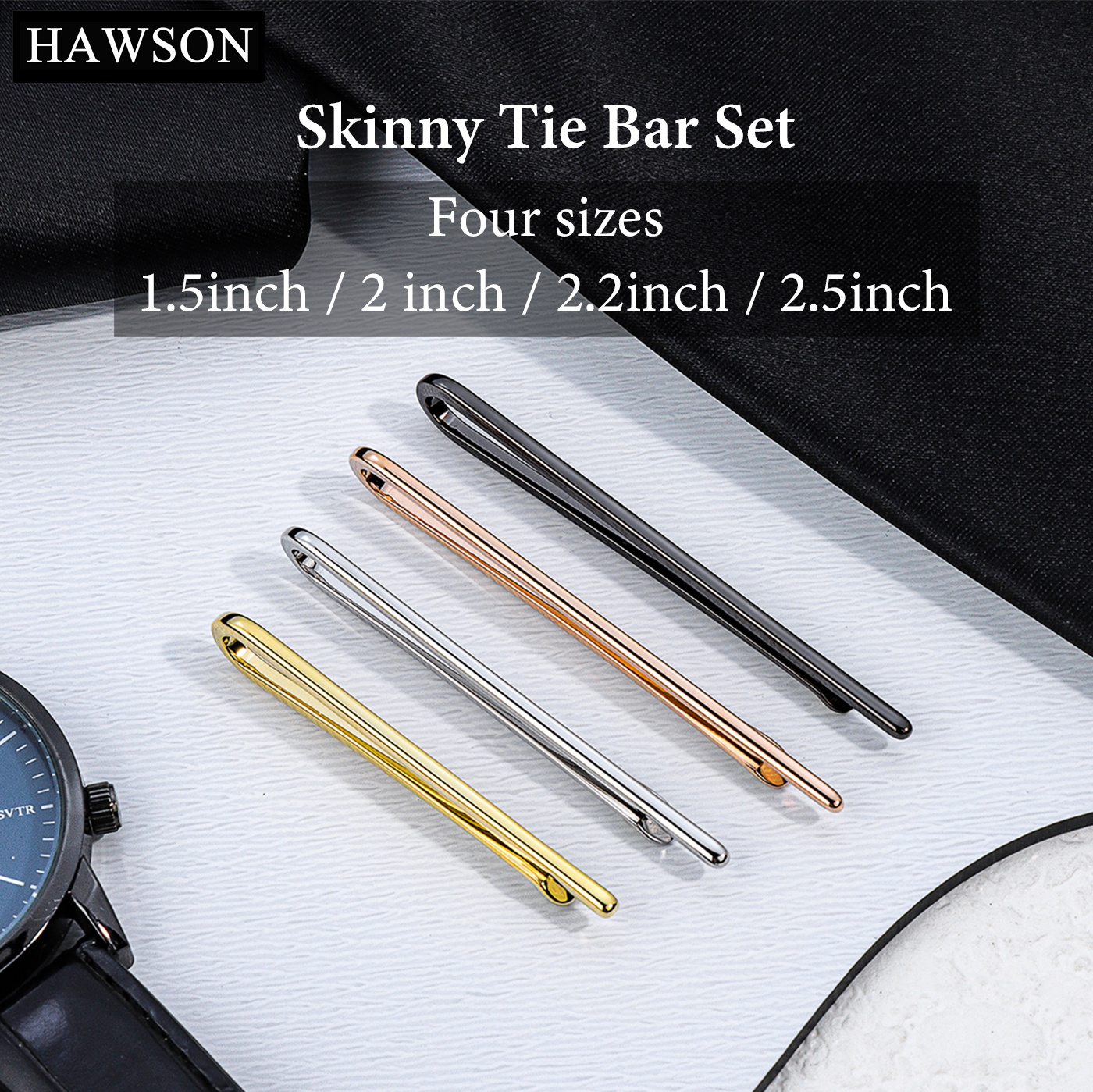 HAWSON Tie Clips for Men 4Pcs  - Tie Bar Set Gift reseña y precio