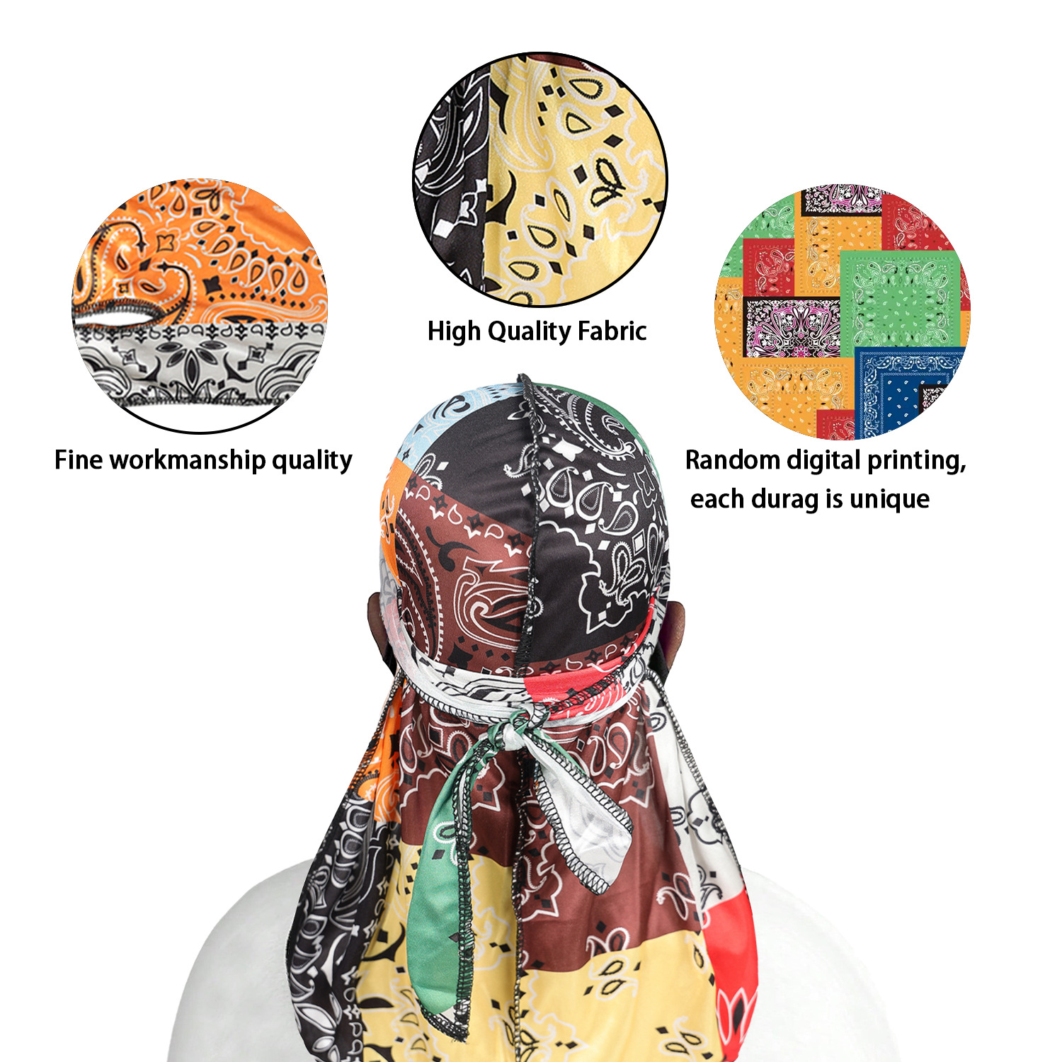 Paisley Printing Silky Durags  - Bandana Doo Rag reseña y precio