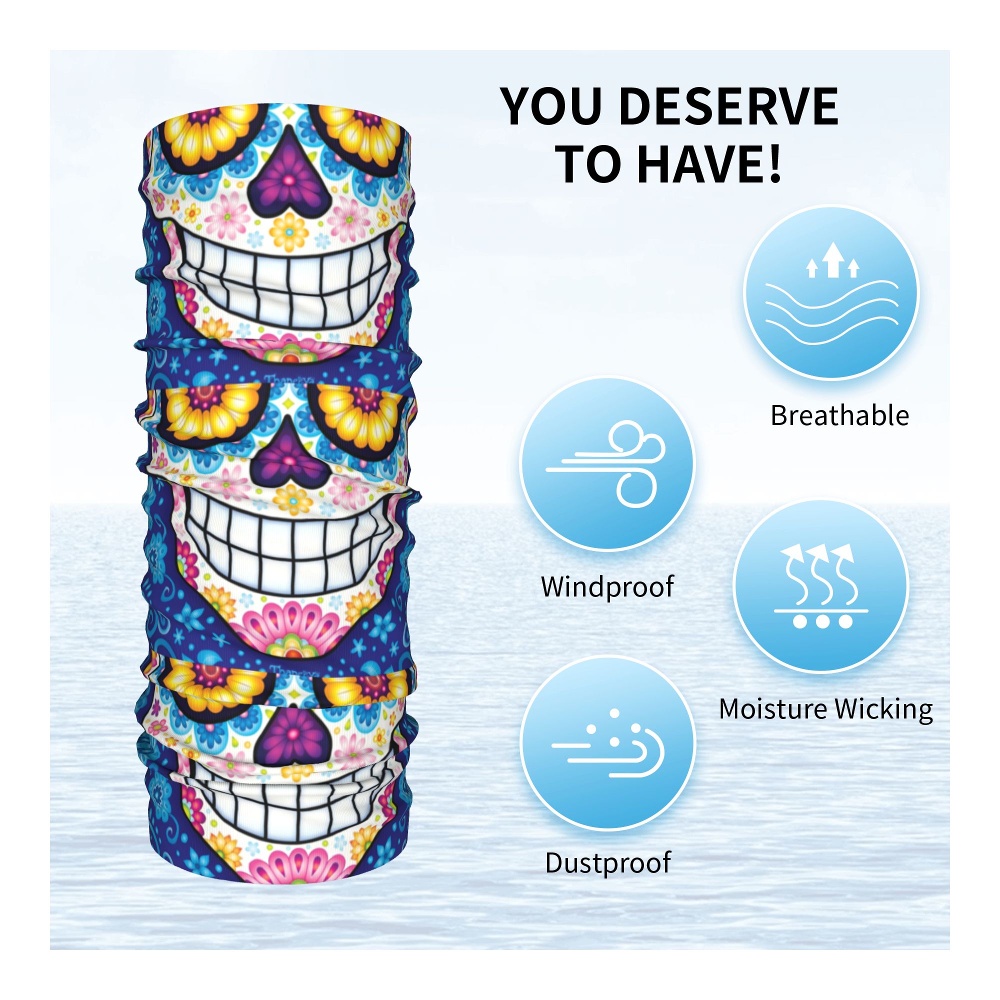 Custom Day Of The Dead Sugar S - Neck Warmer Tube reseña y precio