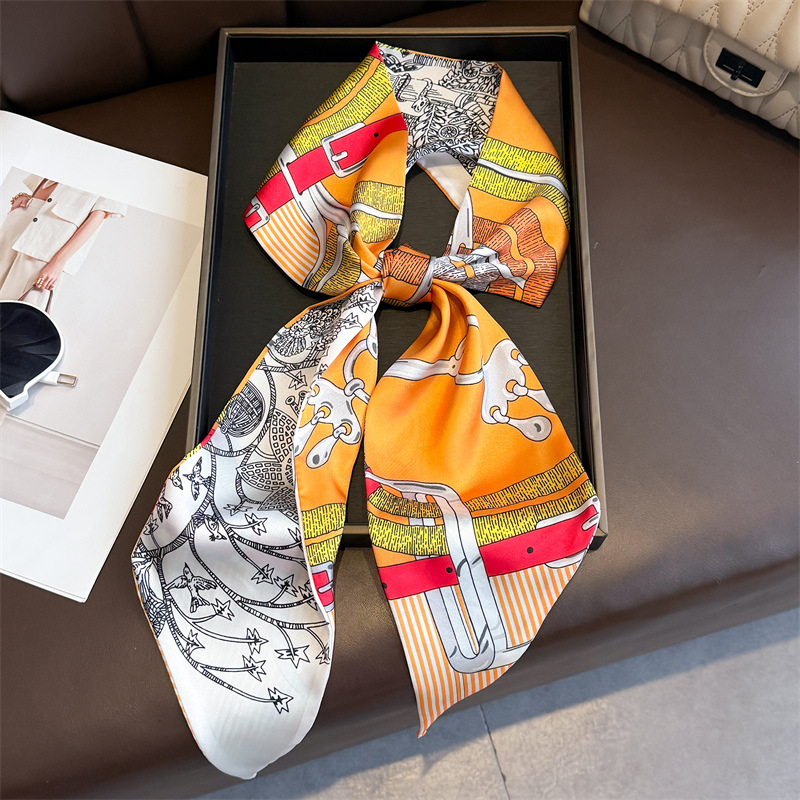 Women's Double-sided Print Sil - Ascot Neck Scarf reseña y precio