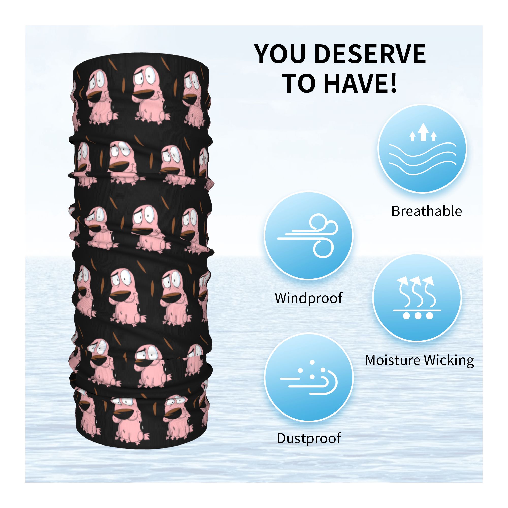 Custom Cartoon Courage Dog Win - Neck Warmer Tube reseña y precio