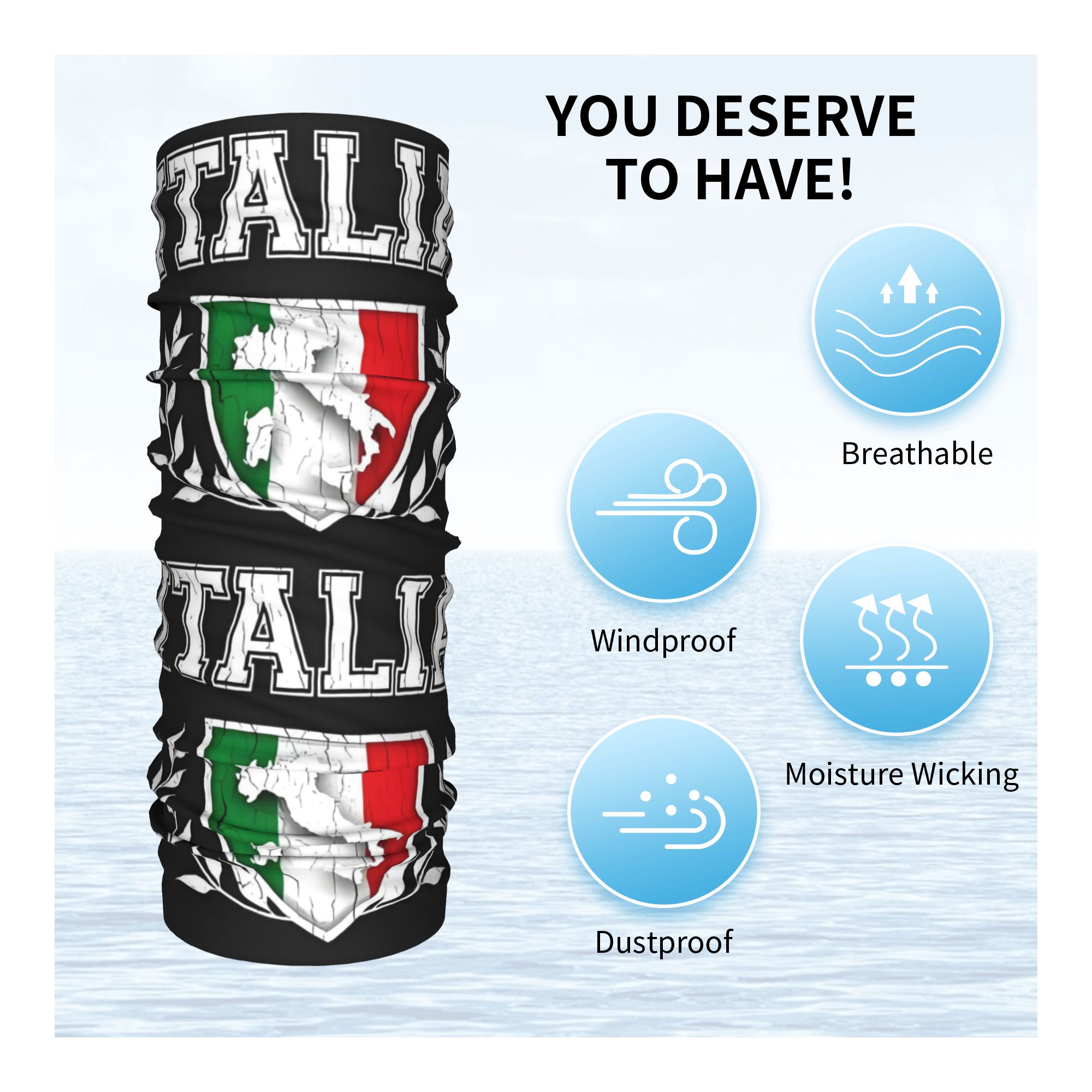 Custom Italy Flag Bandana Neck - Neck Warmer Tube reseña y precio