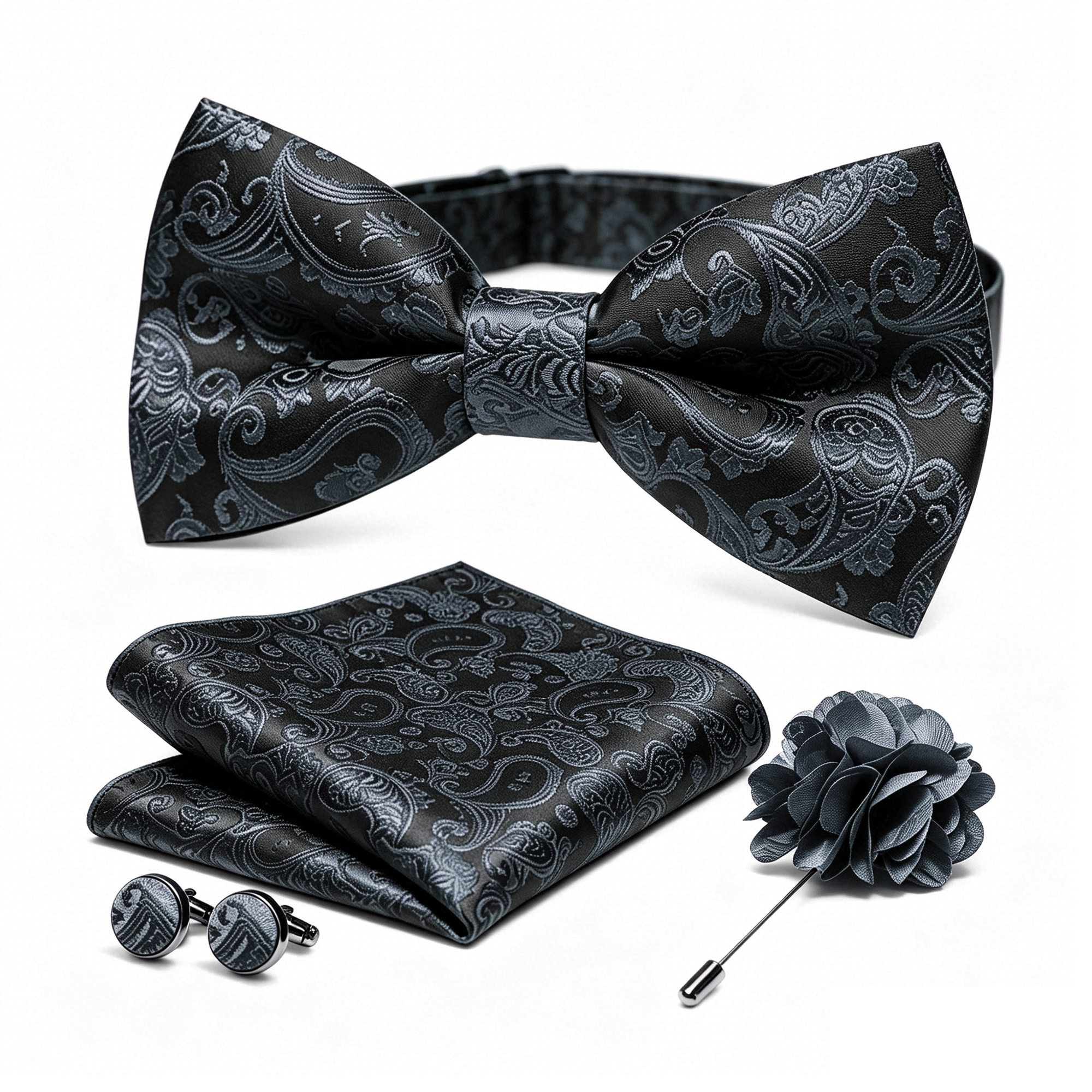 36pcs Black Silk Jacquard Pais - Bow Tie Pre Tied reseña y precio