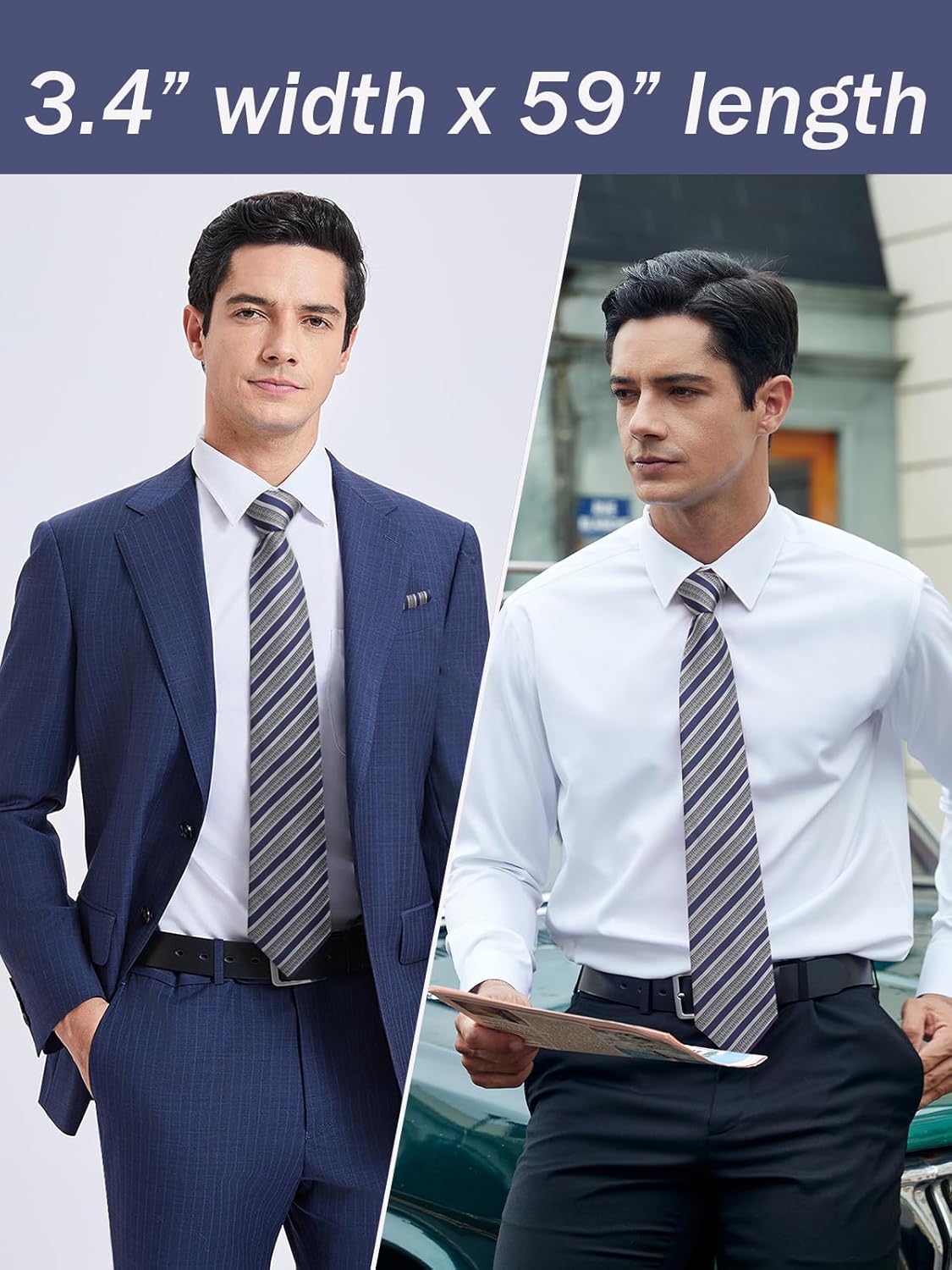 Men's Stripe Tie & Pocket Squa - Handkerchief Cotton Men reseña y precio