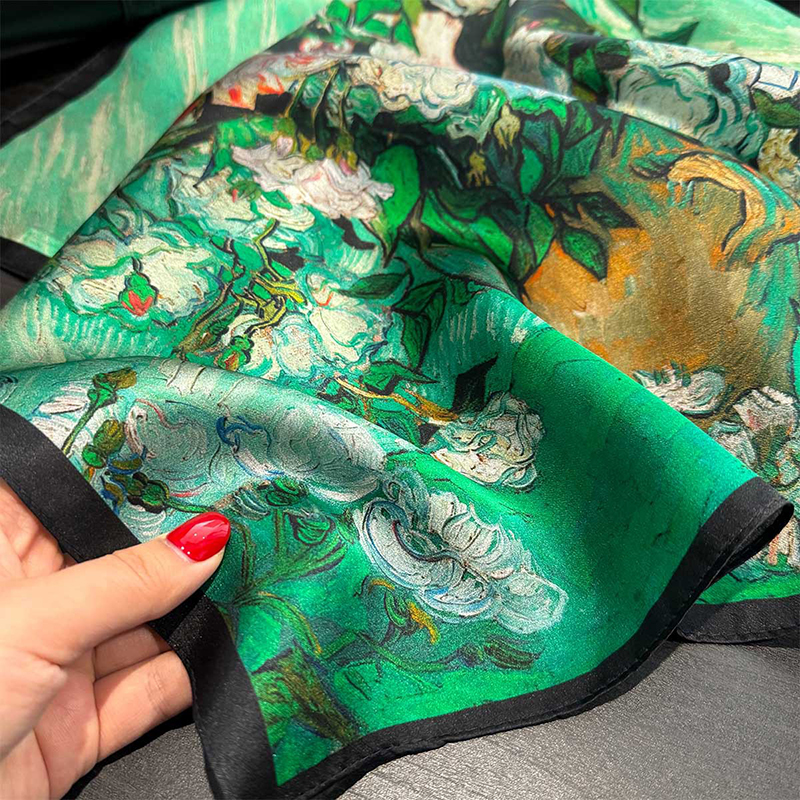 100% Silk Scarf Bandana Women  - Scarf Silk Square reseña y precio
