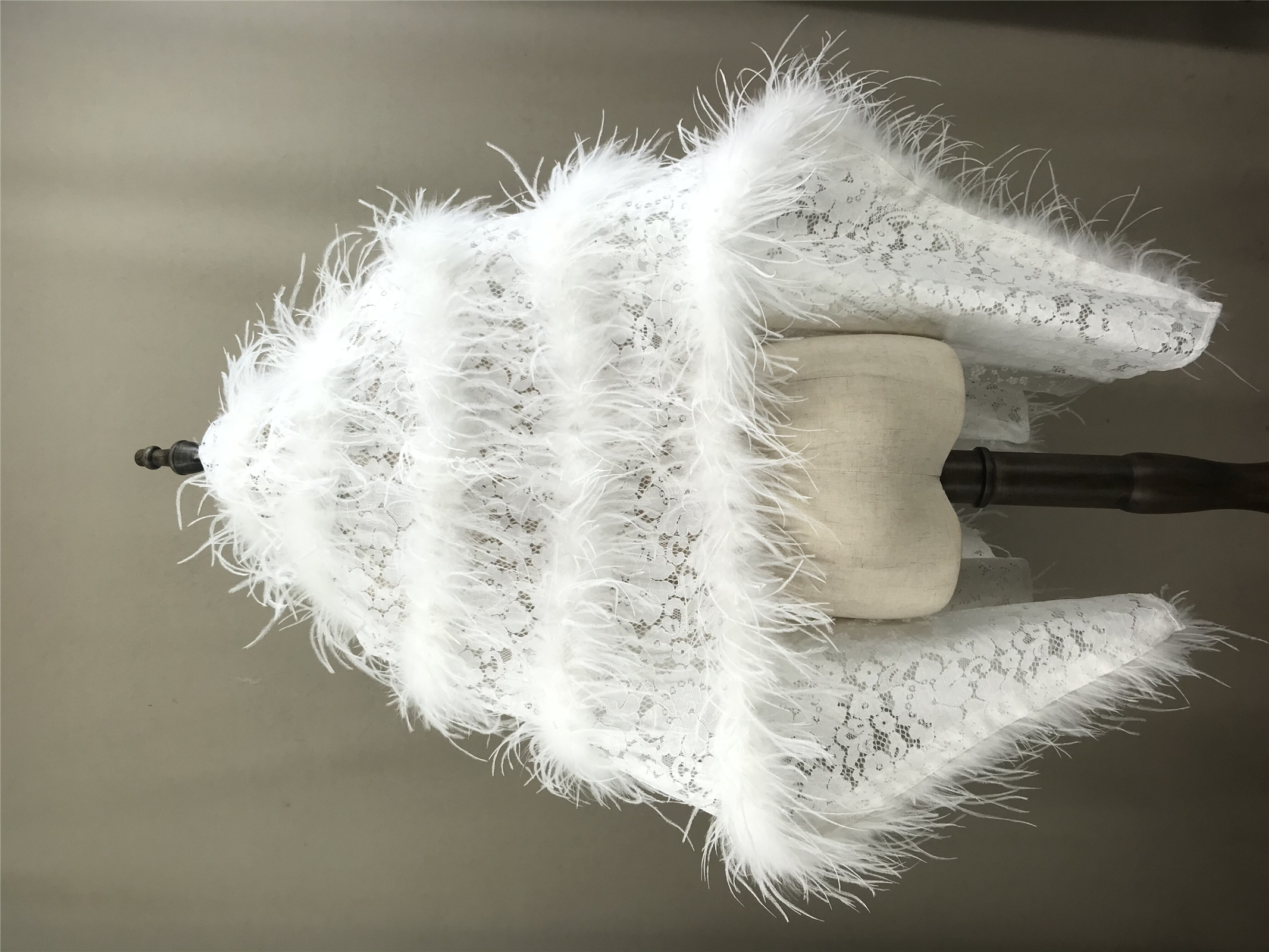 Real Ostrich Feather Lace Shaw - Stole Wedding Shawl reseña y precio