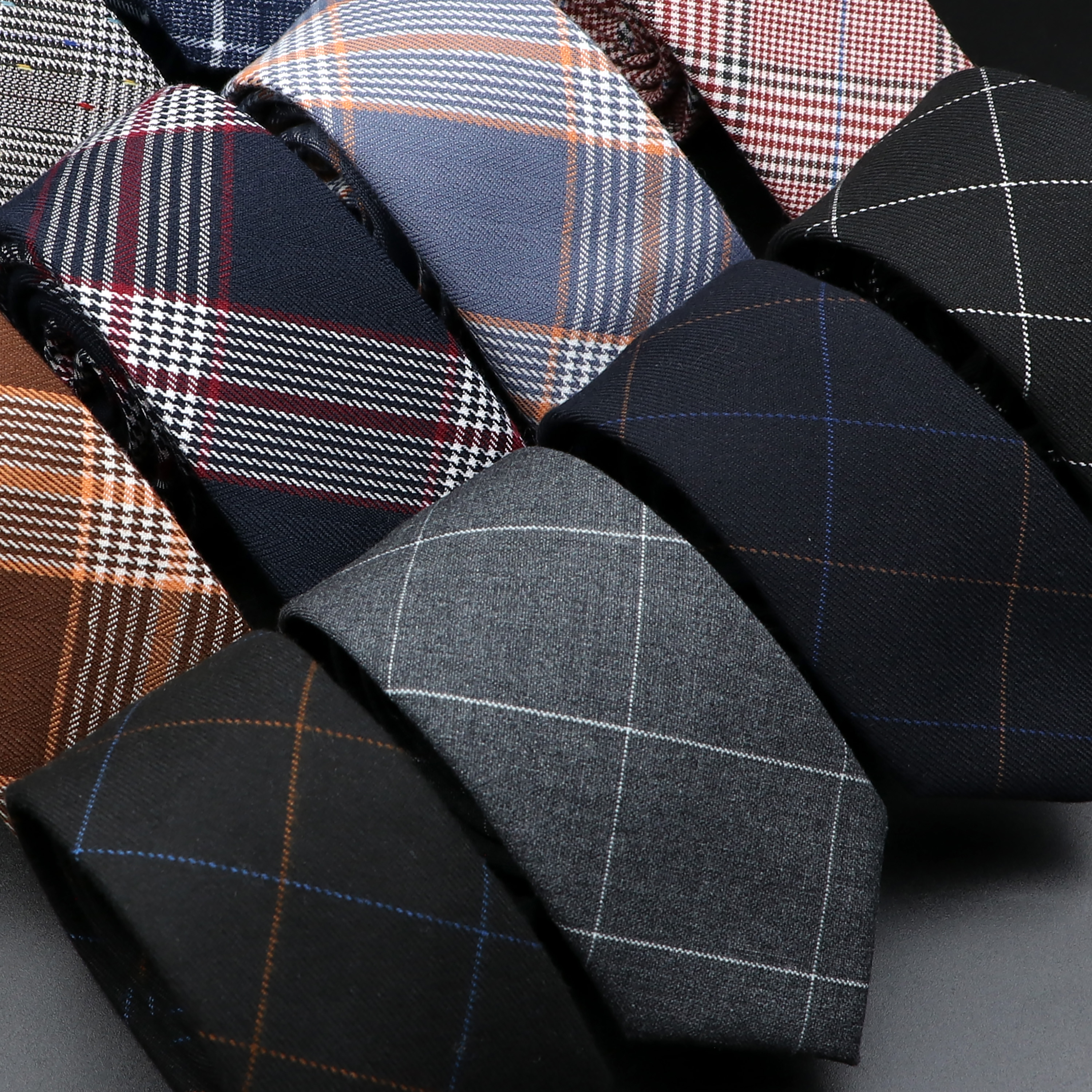Classic Black Grey Plaid Cotto - Skinny Tie Men reseña y precio
