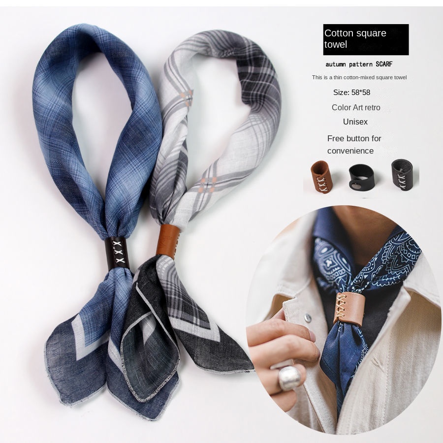 Men's Square Scarf with Button - Bandana Cotton reseña y precio