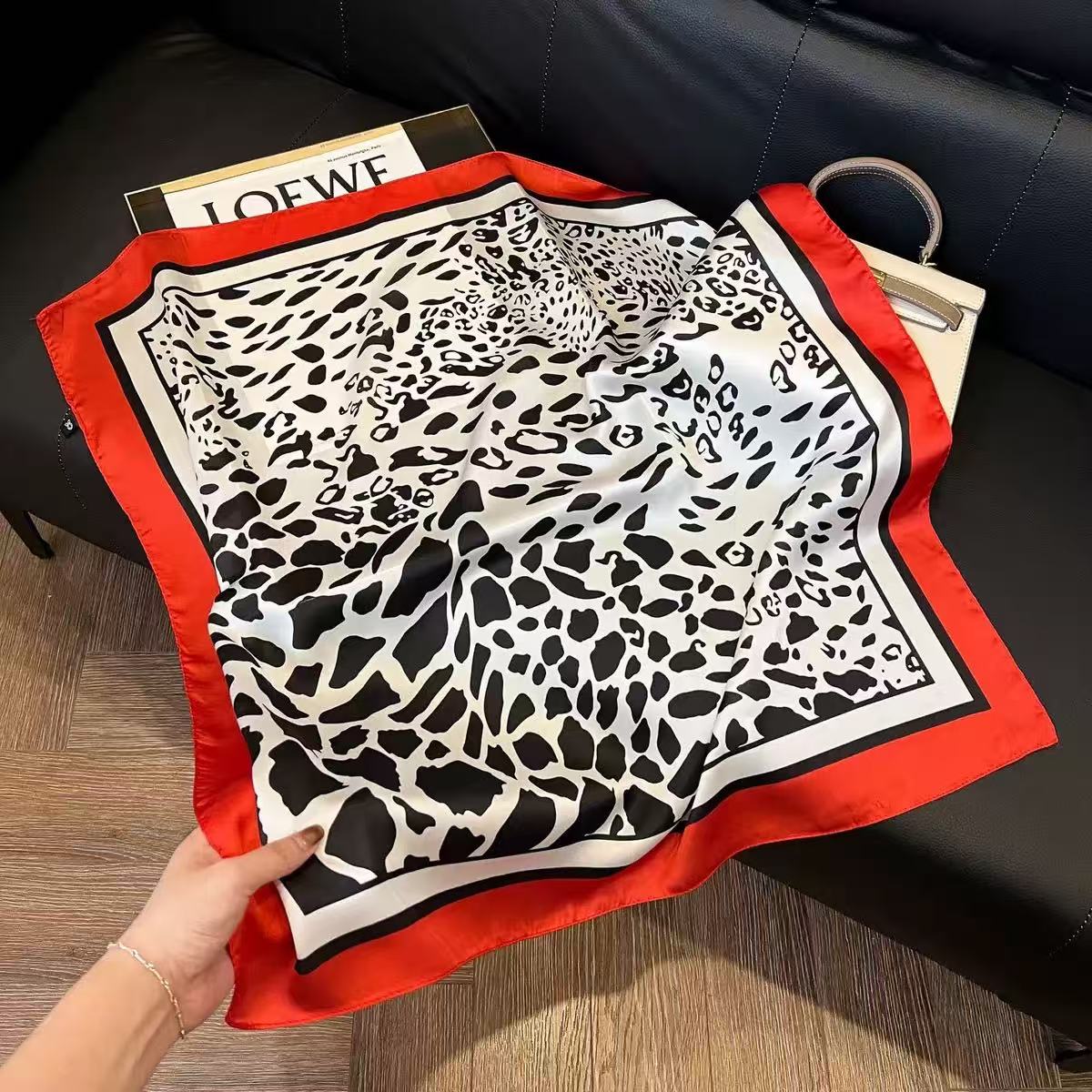 1pc Faux Silk Retro Leopard Pr - Bandana Cotton reseña y precio
