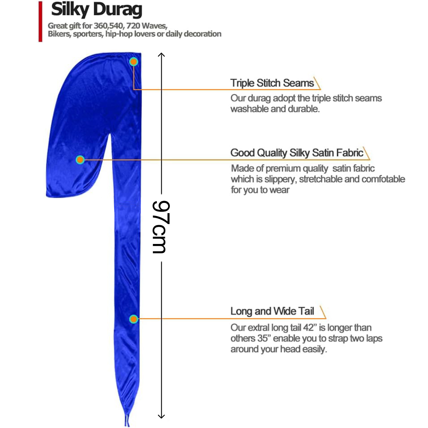 Men Satin Breathable Silky Dur - Bandana Doo Rag reseña y precio