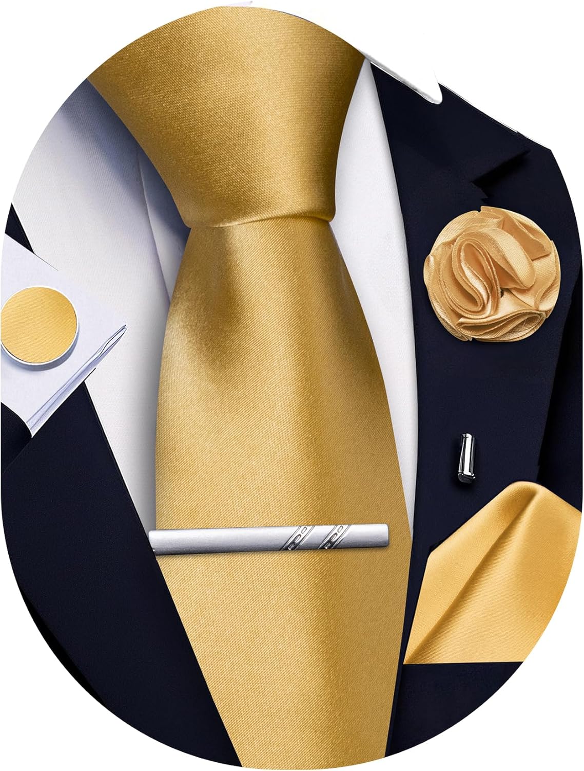5Pcs Men's Silk Satin Tie Set  - Pocket Square Set reseña y precio