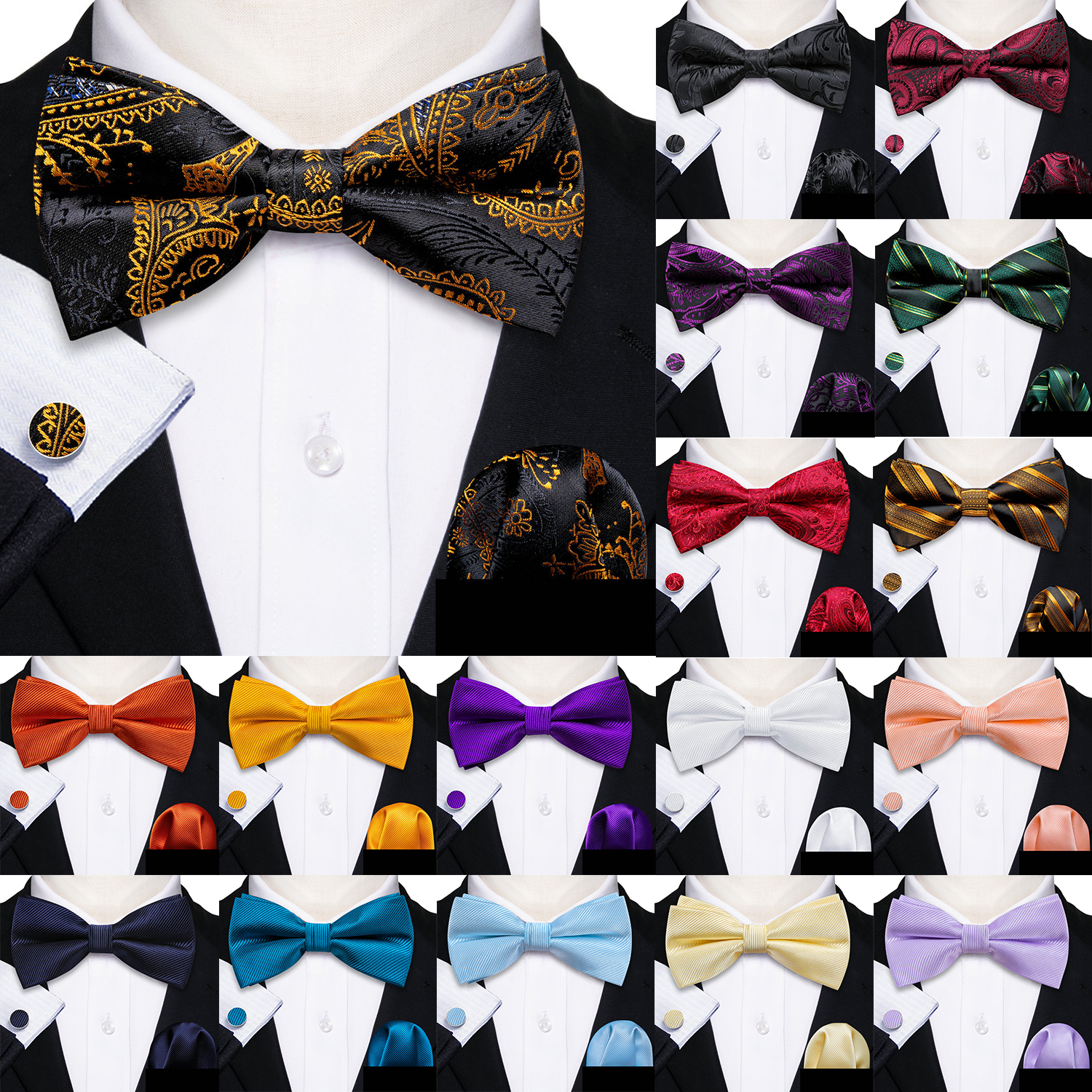 Barry.Wang Silk Mens Bow Tie B - Bow Tie Pre Tied reseña y precio