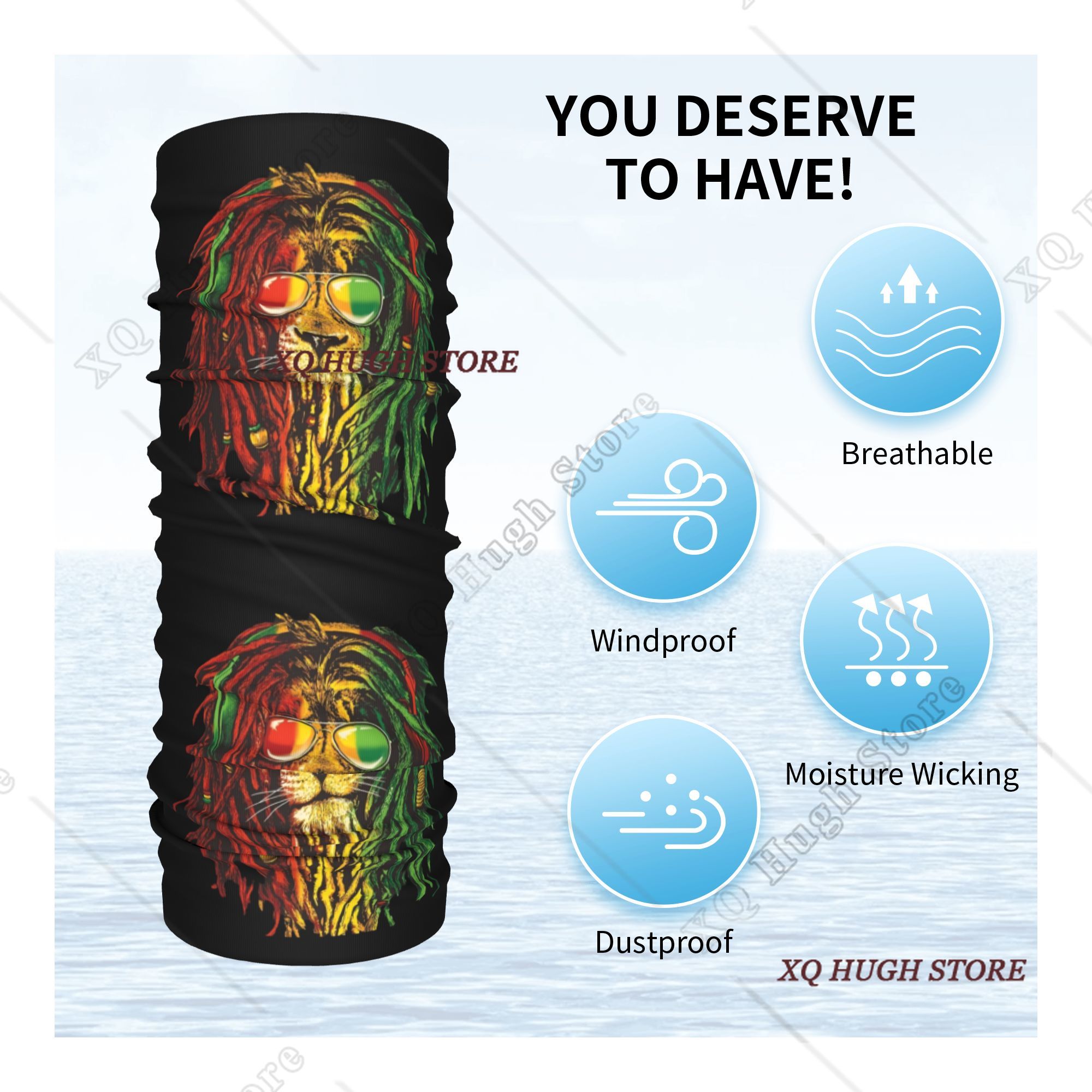 Rasta Reggae Lion Sunglass Art - Neck Warmer Tube reseña y precio