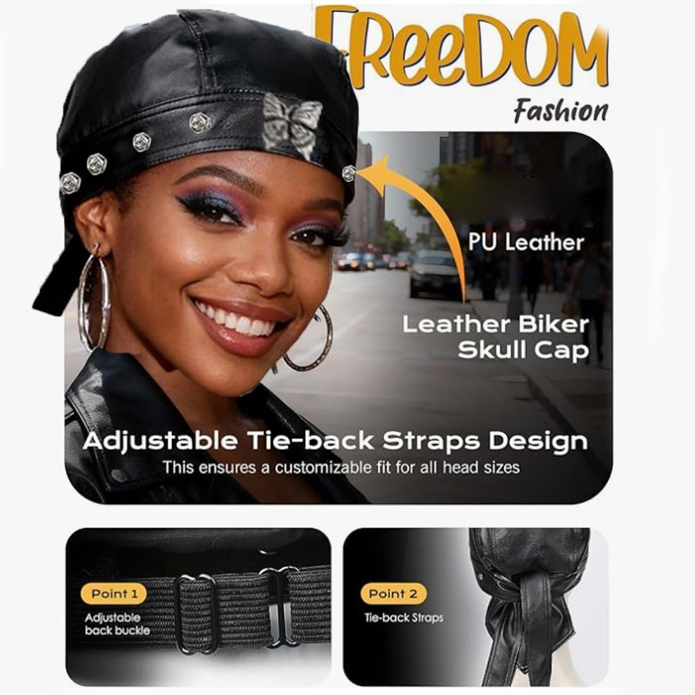 PU Leather Black Biker Cap Doo - Bandana Doo Rag reseña y precio