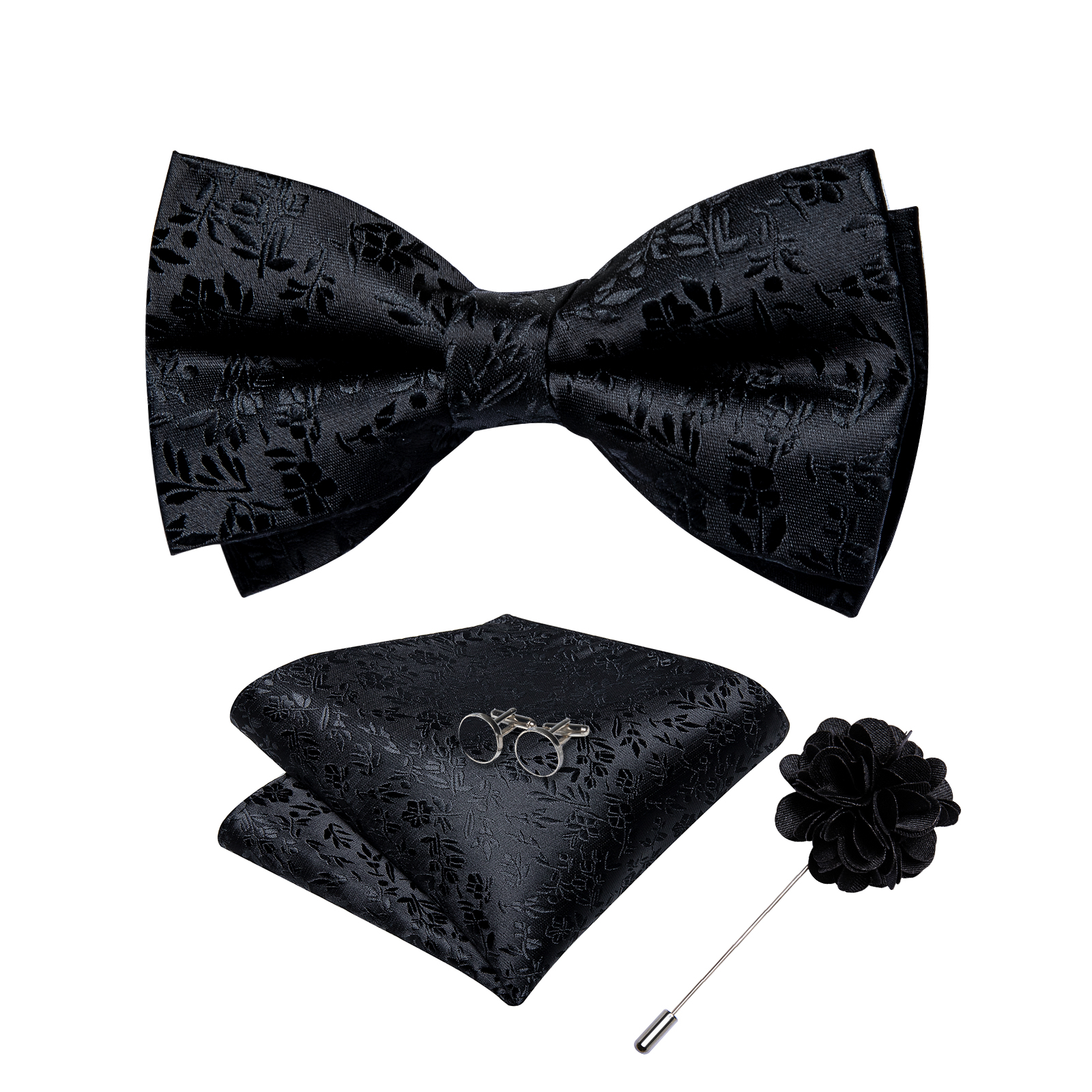 4Pcs Black Solid Floral Men's  - Bow Tie Pre Tied reseña y precio