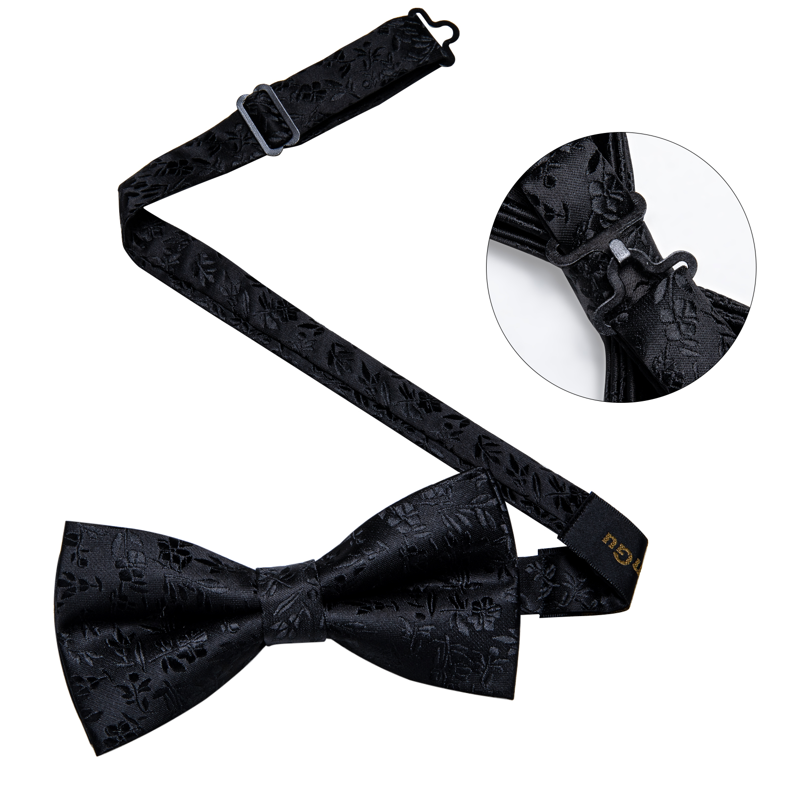 4Pcs Black Solid Floral Men's  - Bow Tie Pre Tied reseña y precio