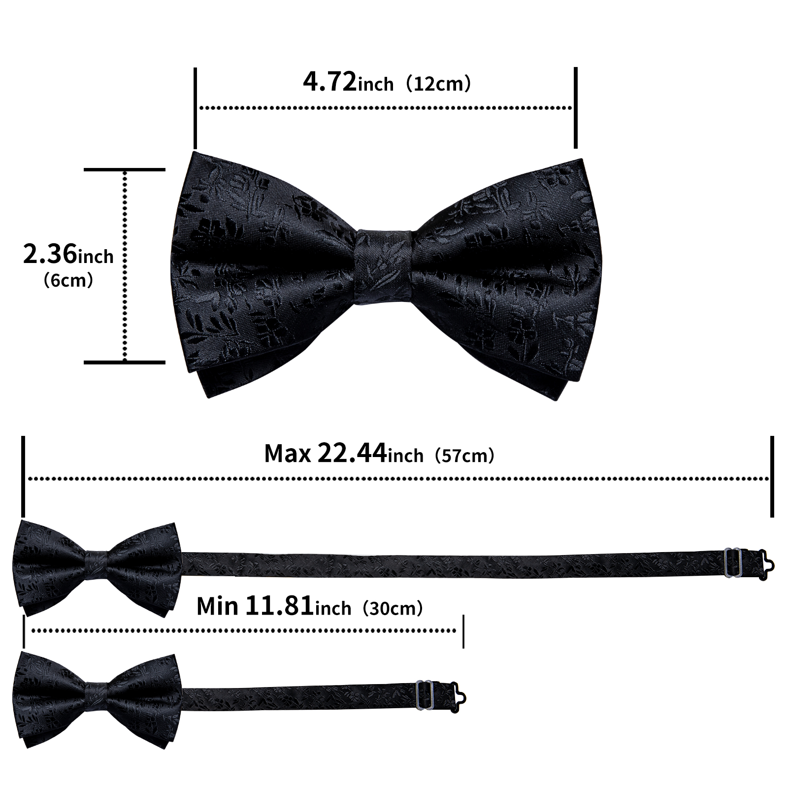 4Pcs Black Solid Floral Men's  - Bow Tie Pre Tied reseña y precio