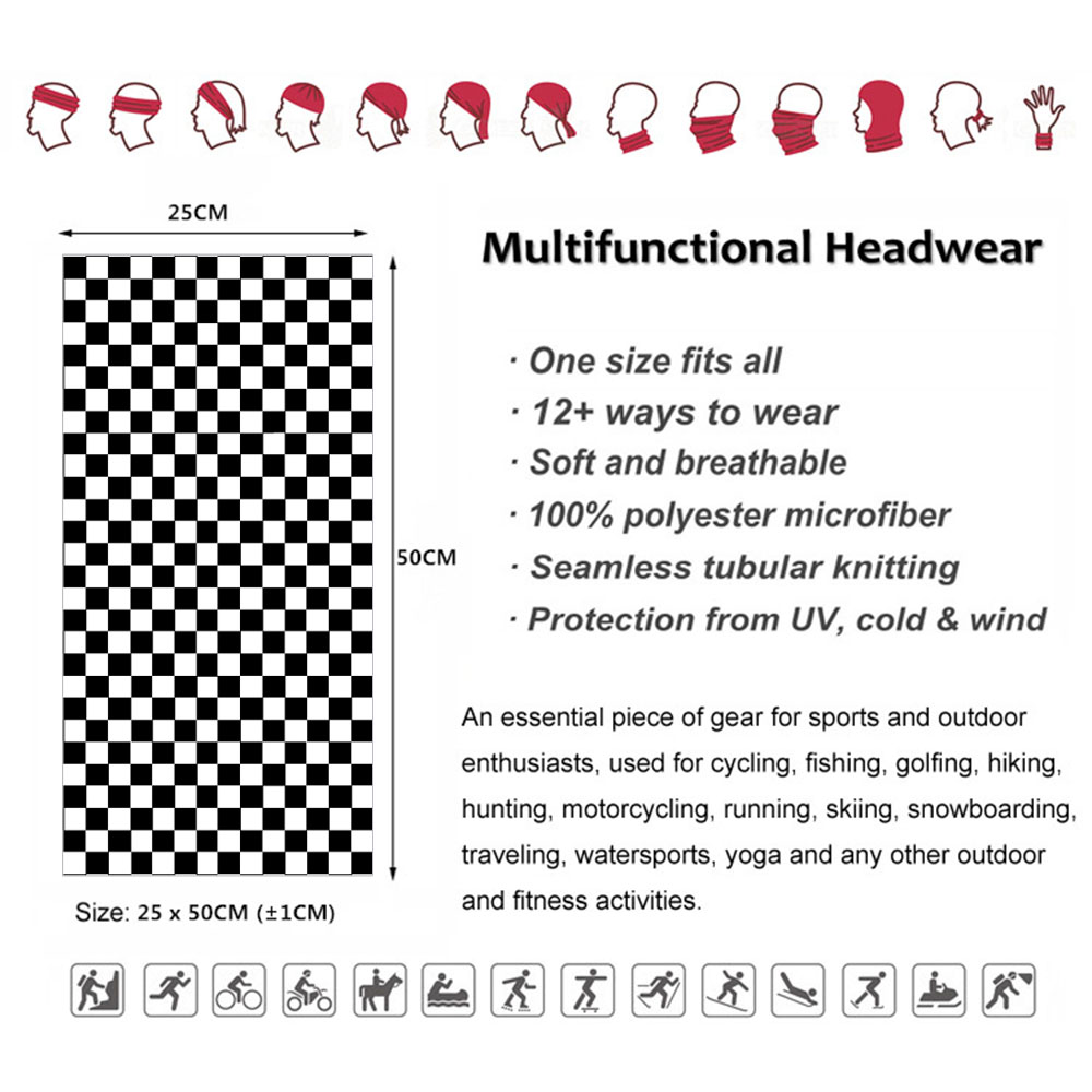 Checkered Ska Printed Headband - Neck Warmer Tube reseña y precio